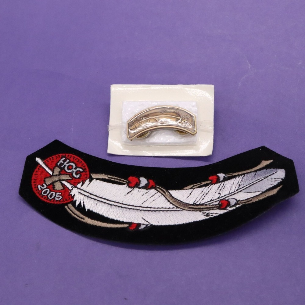 Harley Davidson Motorcycle Owners Group HOG 2005 Feather Patch & Pin